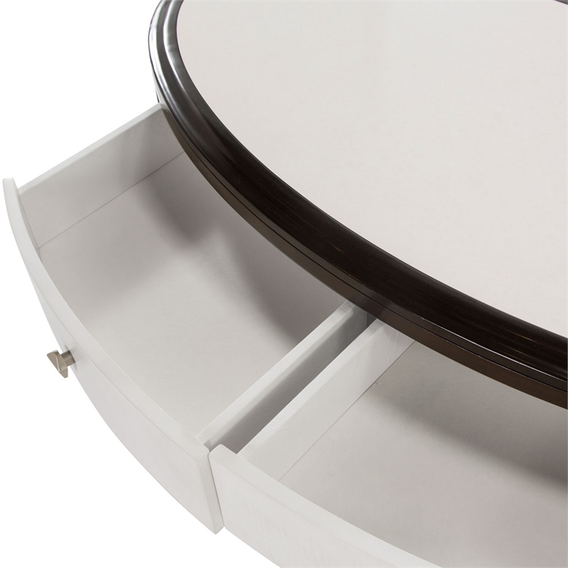 Michael Amini Paris Chic Wood & Marble Oval Cocktail Table in Espresso