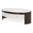 Michael Amini Paris Chic Wood & Marble Oval Cocktail Table in Espresso