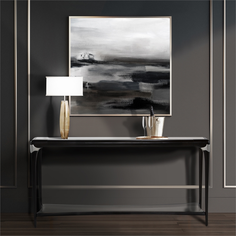 Michael Amini Paris Chic Wood & Marble Console Table in Espresso