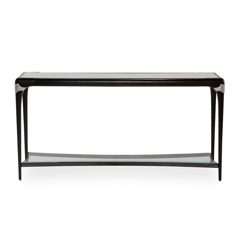 Michael Amini Paris Chic Wood & Marble Console Table in Espresso