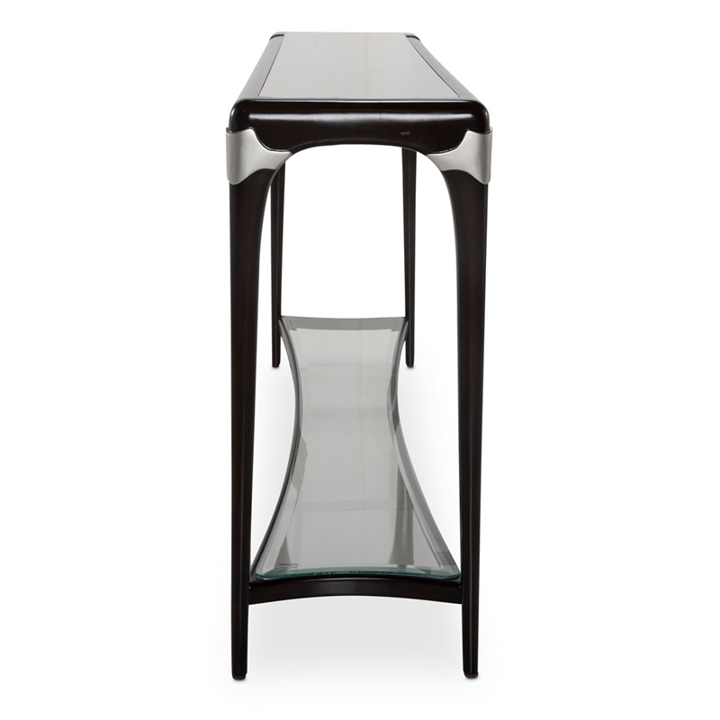 Michael Amini Paris Chic Wood & Marble Console Table in Espresso