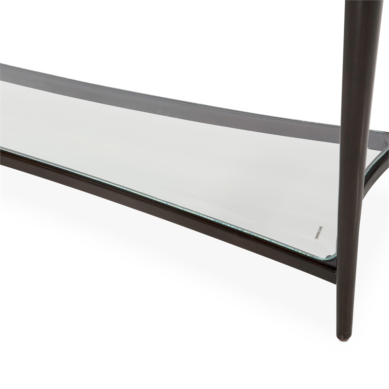 Michael Amini Paris Chic Wood & Marble Console Table in Espresso