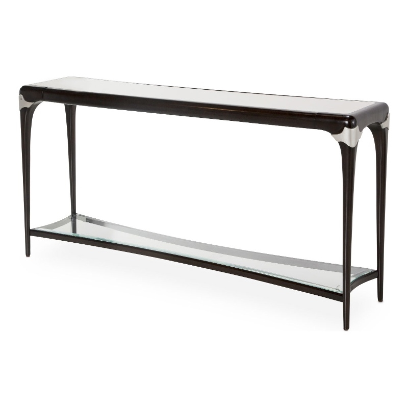 Michael Amini Paris Chic Wood & Marble Console Table in Espresso