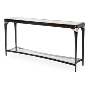 Michael Amini Paris Chic Wood & Marble Console Table in Espresso