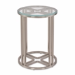 Michael Amini Lanterna Stainless Steel & Glass Chairside Table in Silver Mist