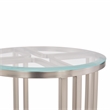 Michael Amini Lanterna Stainless Steel & Glass Chairside Table in Silver Mist