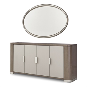 Michael Amini Roxbury Park 70&quotW Wood Sideboard & Mirror in Slate Ash