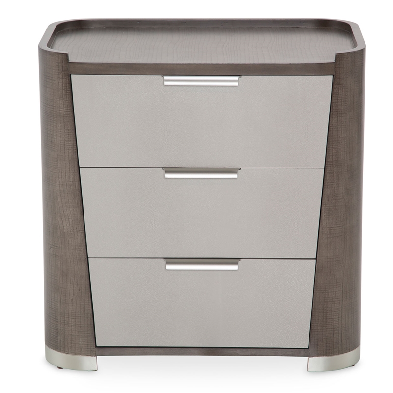 Michael Amini Roxbury Park Wood 3-Drawer Nightstand in Slate Ash