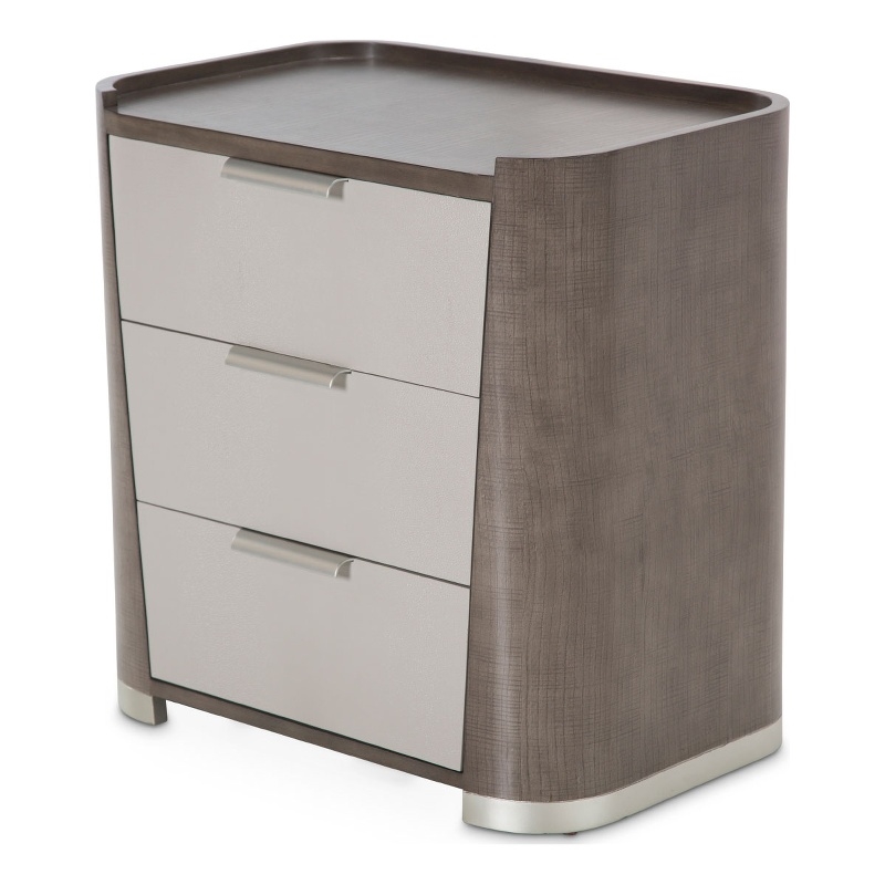 Michael Amini Roxbury Park Wood 3-Drawer Nightstand in Slate Ash