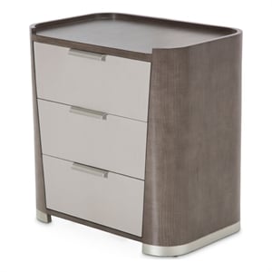 Michael Amini Roxbury Park Wood 3-Drawer Nightstand in Slate Ash