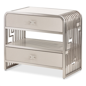 Michael Amini Roxbury Park Metal Nightstand in Frost Gray