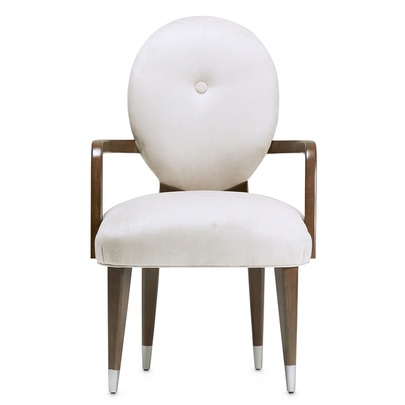 Michael Amini Roxbury Park Velvet Dining Arm Chair in Ash/Pale Gray Set of 2