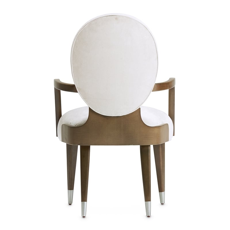 Michael Amini Roxbury Park Velvet Dining Arm Chair in Ash/Pale Gray Set of 2