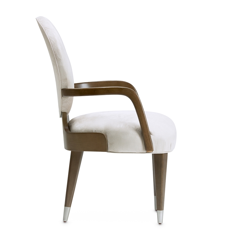 Michael Amini Roxbury Park Velvet Dining Arm Chair in Ash/Pale Gray Set of 2