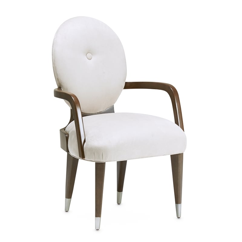 Michael Amini Roxbury Park Velvet Dining Arm Chair in Ash/Pale Gray Set of 2