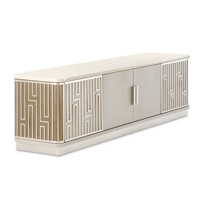 Michael Amini Roxbury Park Wood & Marble Media Cabinet in Slate Ash