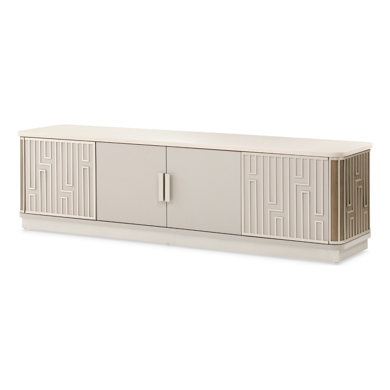 Michael Amini Roxbury Park Wood & Marble Media Cabinet in Slate Ash