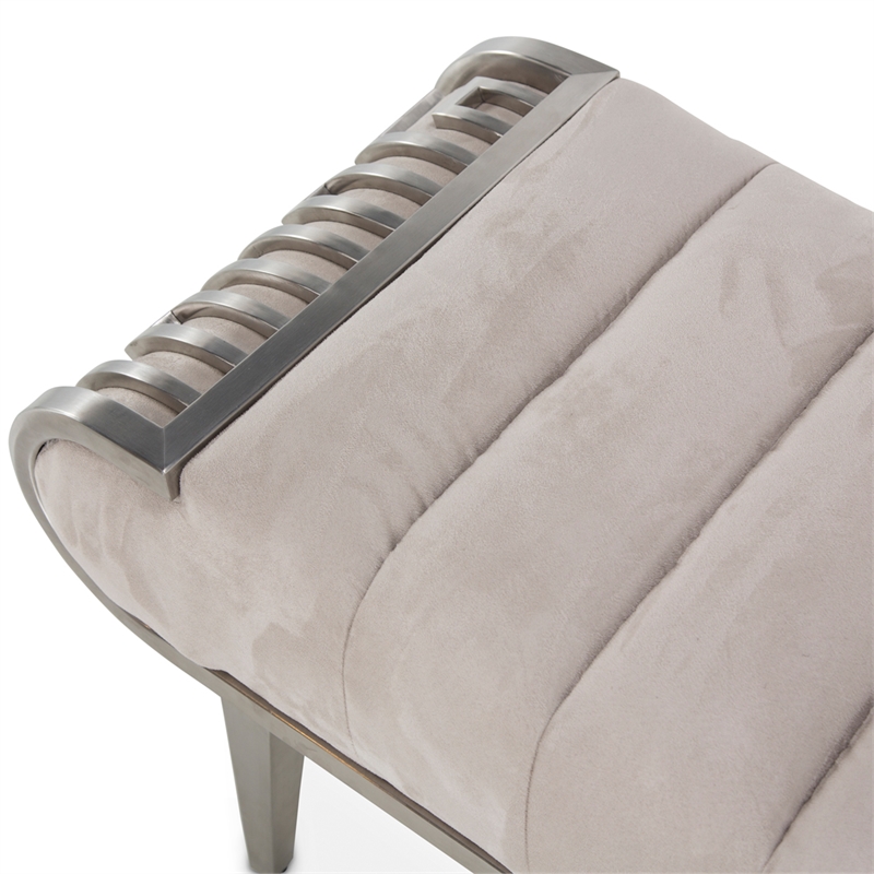 Michael Amini Roxbury Park Velvet Accent Bench - Cement Gray