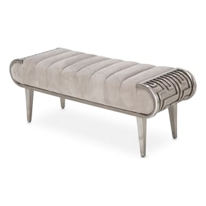 michael amini roxbury park velvet accent bench - cement gray