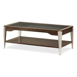 Michael Amini Roxbury Park Wood & Glass Cocktail Table in Slate Ash