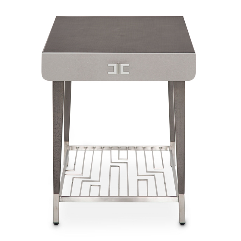 Michael Amini Roxbury Park Wood End Table in Slate Ash Finish