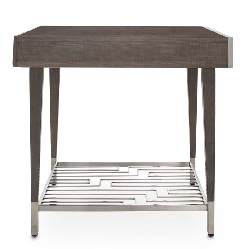Michael Amini Roxbury Park Wood End Table in Slate Ash Finish