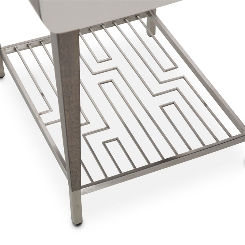 Michael Amini Roxbury Park Wood End Table in Slate Ash Finish