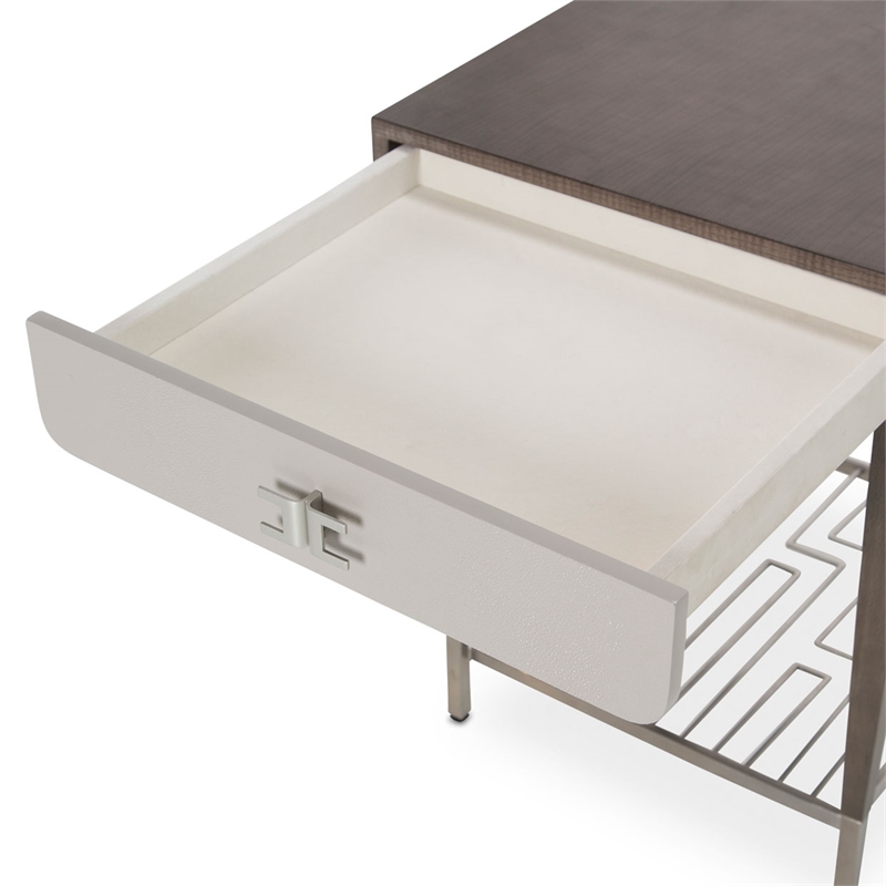 Michael Amini Roxbury Park Wood End Table in Slate Ash Finish