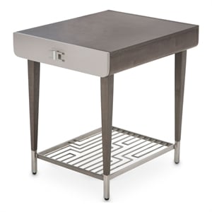 Michael Amini Roxbury Park Wood End Table in Slate Ash Finish
