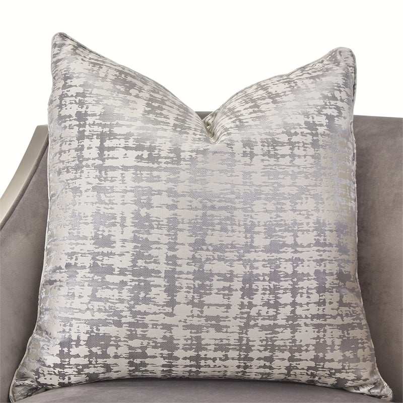 Michael Amini Roxbury Park Velvet & Stainless Steel Accent Chair in Gray Pearl