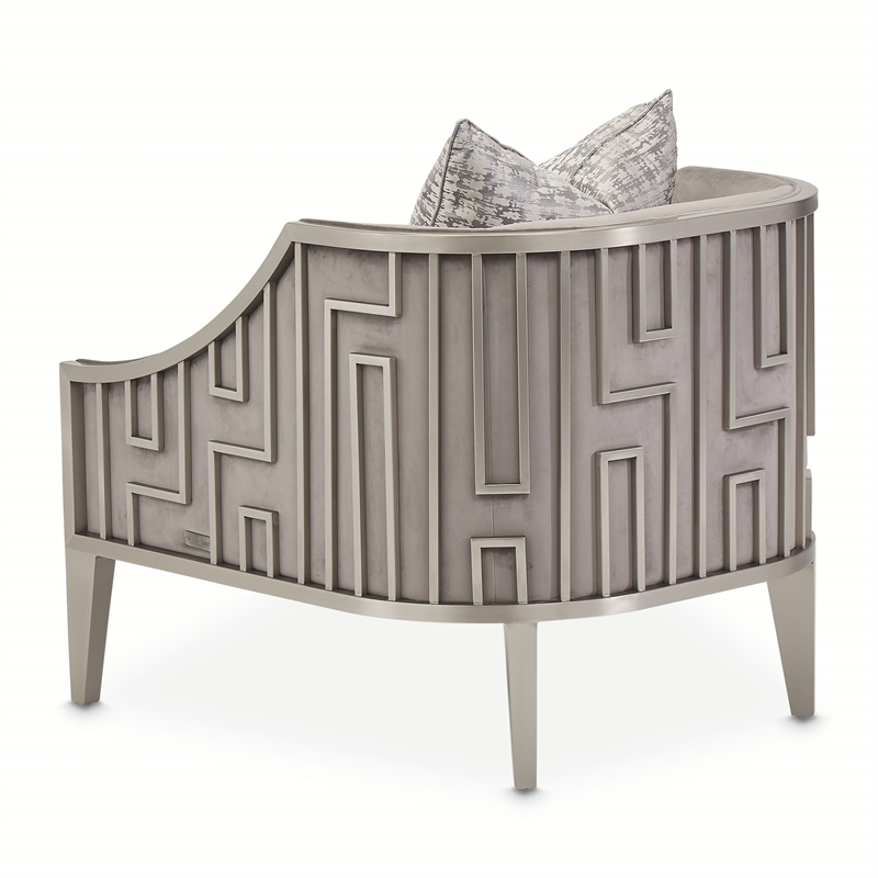 Michael Amini Roxbury Park Velvet & Stainless Steel Accent Chair in Gray Pearl