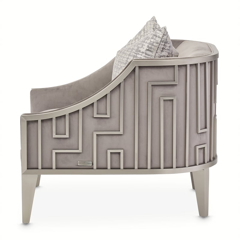 Michael Amini Roxbury Park Velvet & Stainless Steel Accent Chair in Gray Pearl