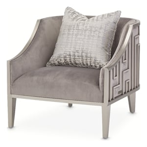 Michael Amini Roxbury Park Velvet & Stainless Steel Accent Chair in Gray Pearl