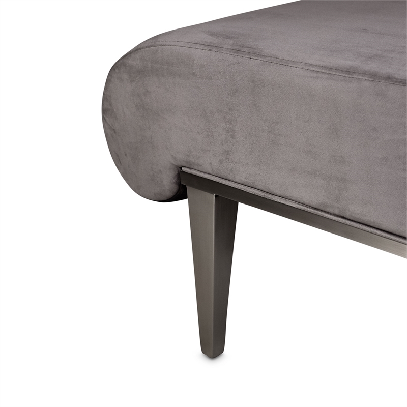 Michael Amini Roxbury Park Velvet & Stainless Steel Chaise in Gray Pearl