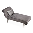 Michael Amini Roxbury Park Velvet & Stainless Steel Chaise in Gray Pearl