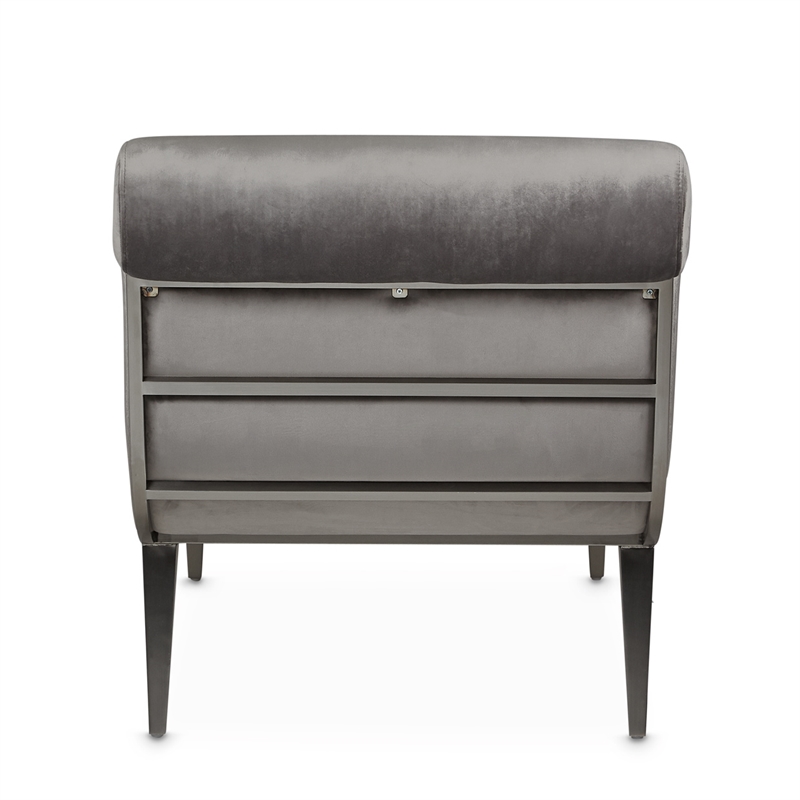 Michael Amini Roxbury Park Velvet & Stainless Steel Chaise in Gray Pearl