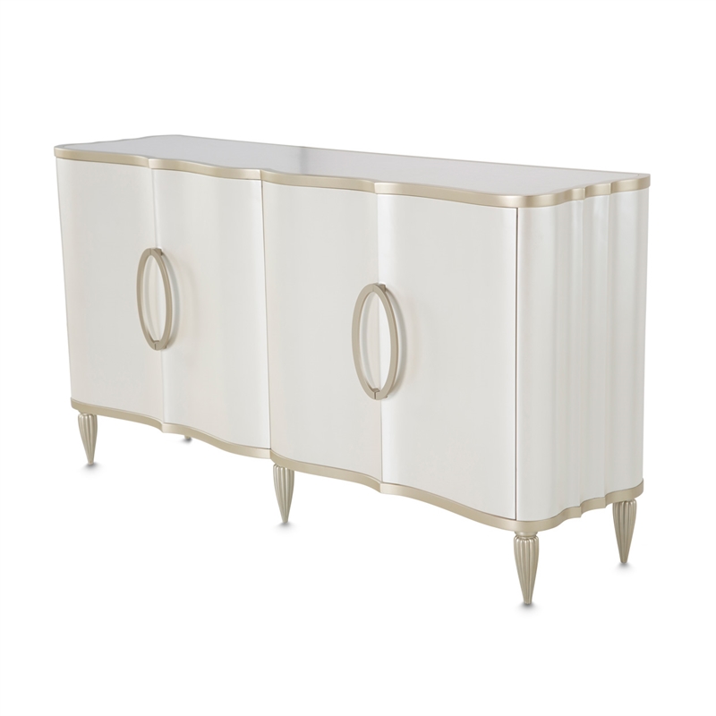 Michael Amini London Place Sideboard with Mirror - Creamy Pearl