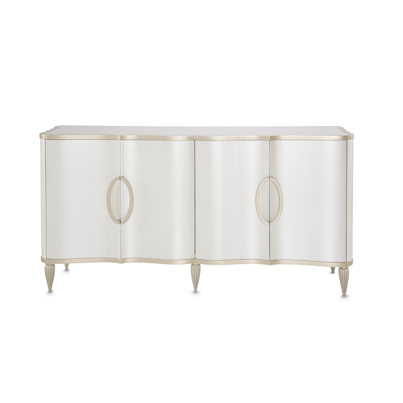 Michael Amini London Place Sideboard with Mirror - Creamy Pearl