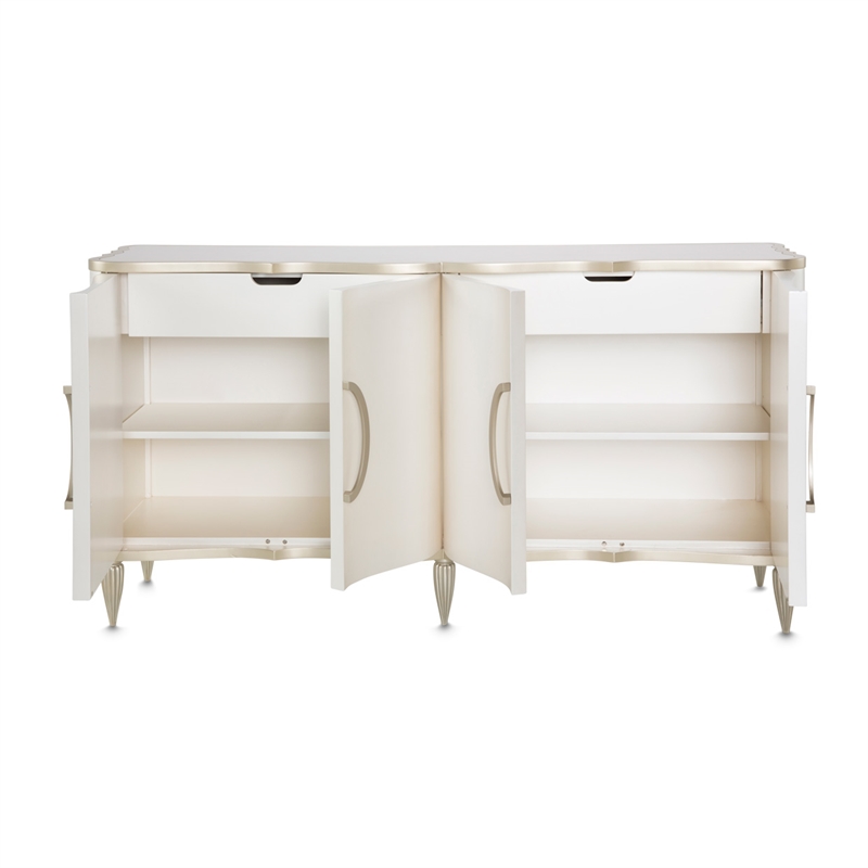 Michael Amini London Place Sideboard with Mirror - Creamy Pearl