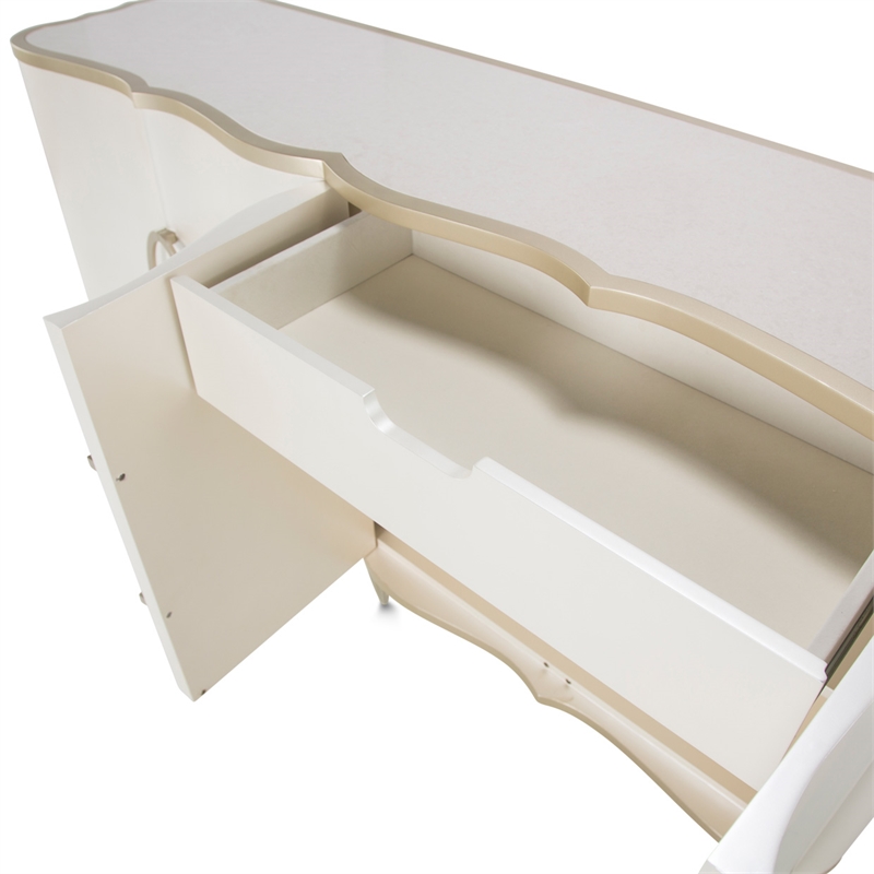 Michael Amini London Place Sideboard with Mirror - Creamy Pearl