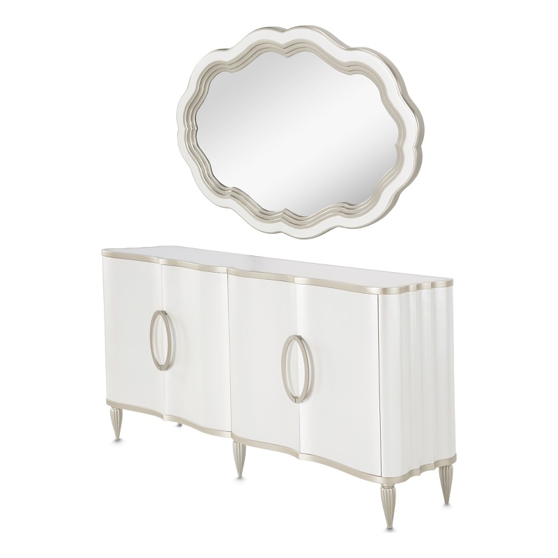 Michael Amini London Place Sideboard with Mirror - Creamy Pearl