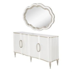 Michael Amini London Place Sideboard with Mirror - Creamy Pearl