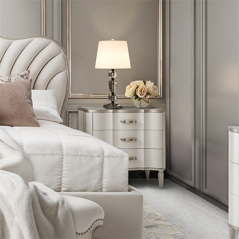 Michael Amini London Place 3-Drawer Nightstand - Creamy Pearl
