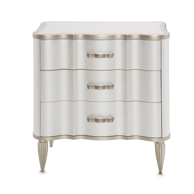 Michael Amini London Place 3-Drawer Nightstand - Creamy Pearl