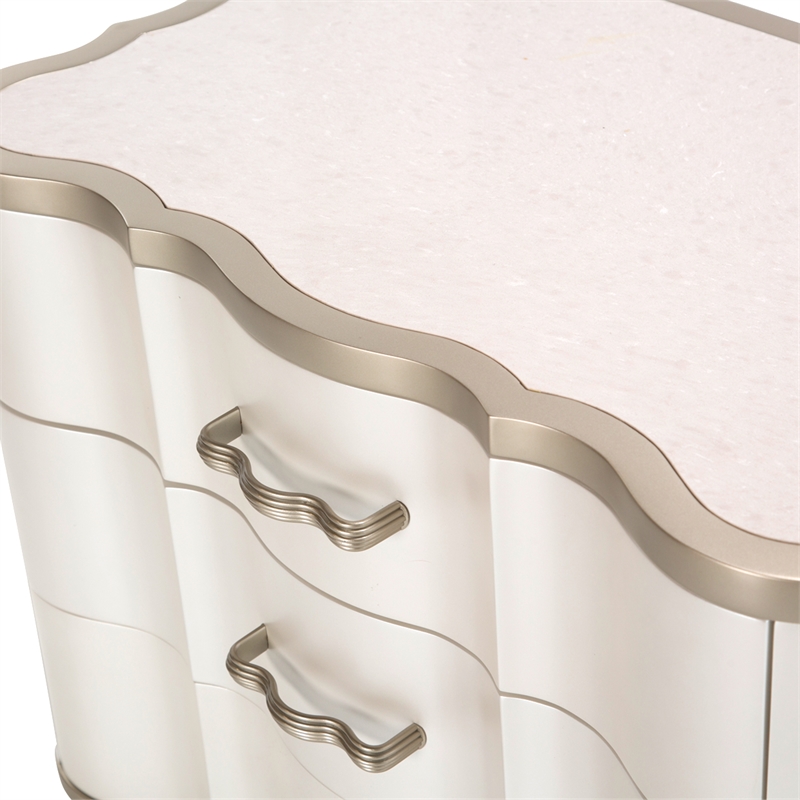 Michael Amini London Place 3-Drawer Nightstand - Creamy Pearl