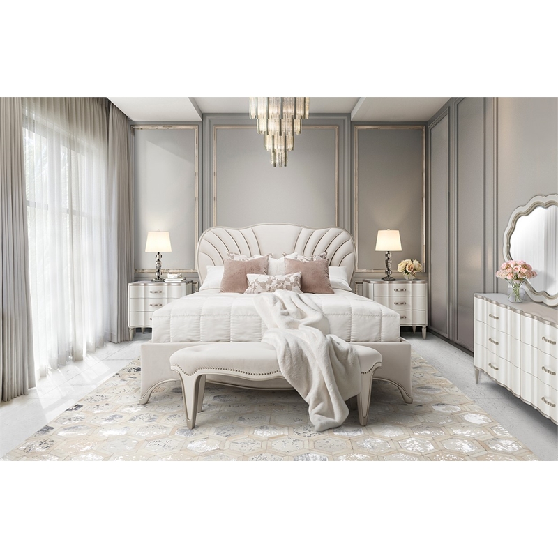 Michael Amini London Place 3-Drawer Nightstand - Creamy Pearl