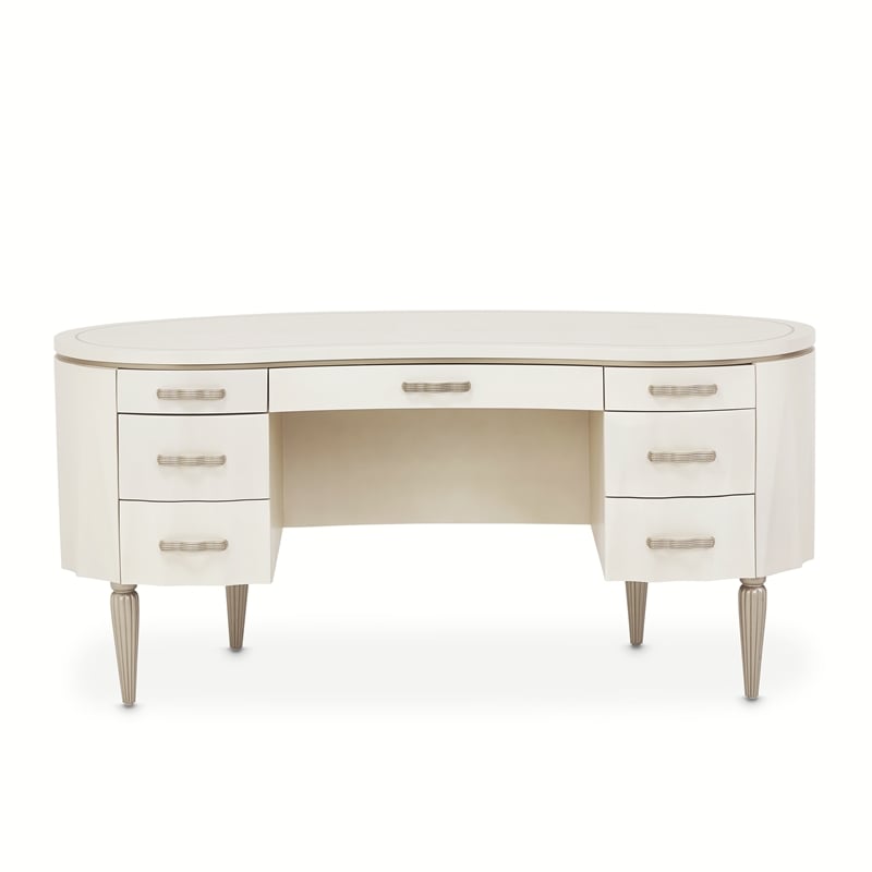 MICHAEL AMINI London Place Transitional Wood Desk in Creamy Pearl