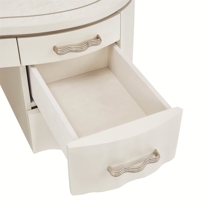 MICHAEL AMINI London Place Transitional Wood Desk in Creamy Pearl