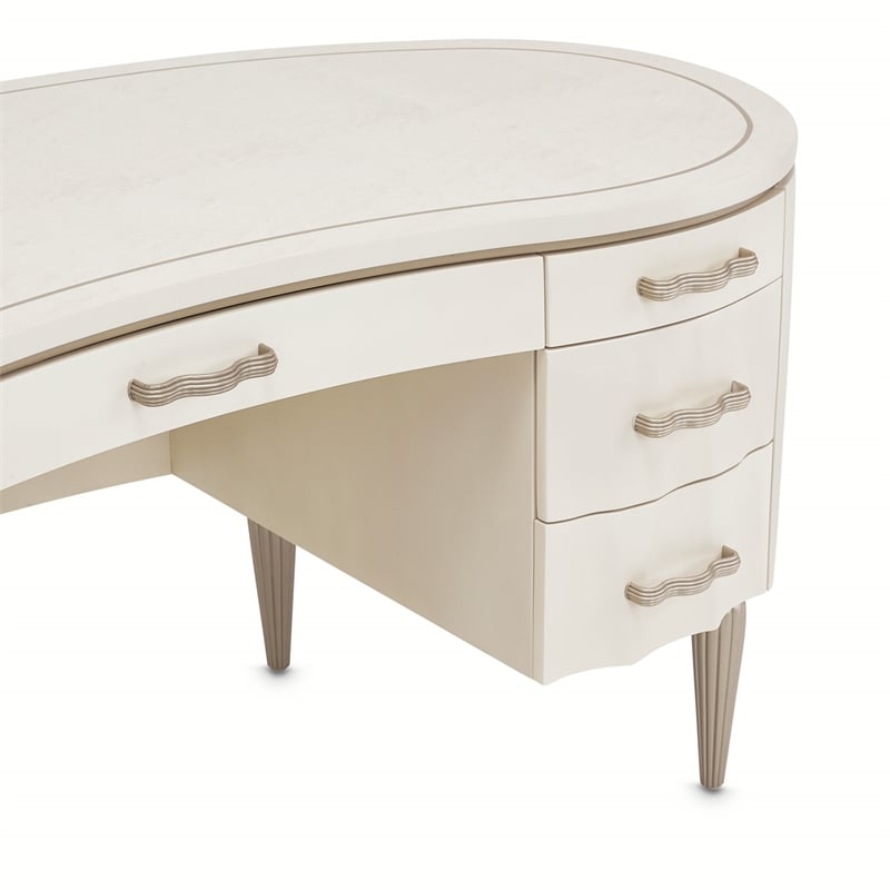 MICHAEL AMINI London Place Transitional Wood Desk in Creamy Pearl