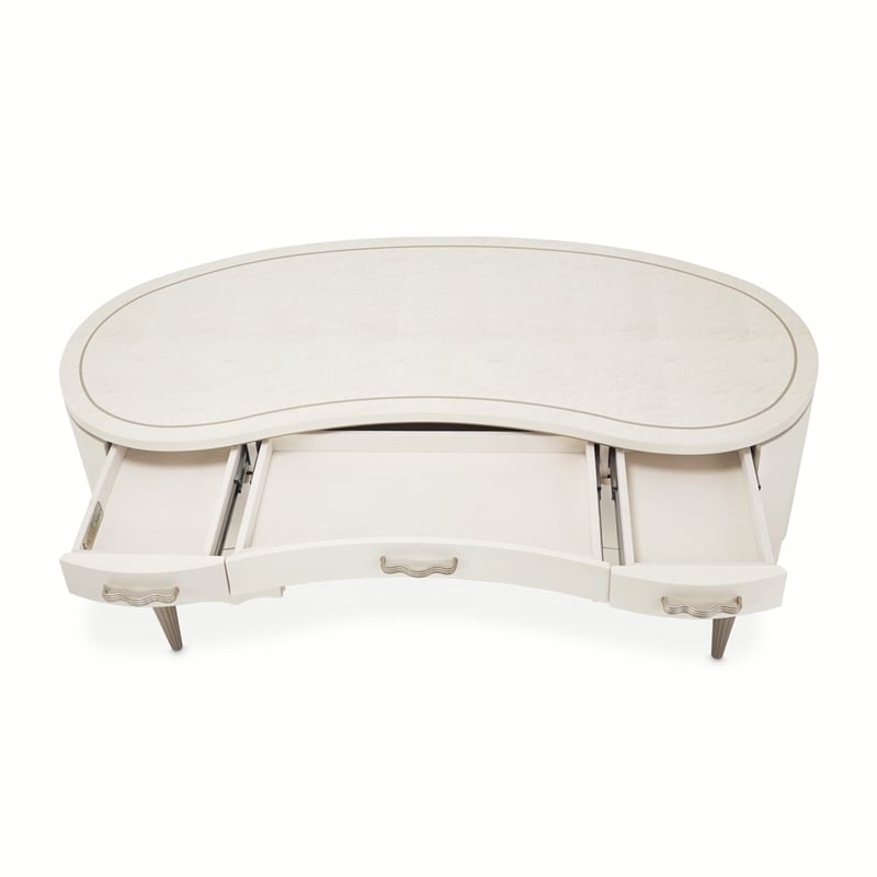 MICHAEL AMINI London Place Transitional Wood Desk in Creamy Pearl